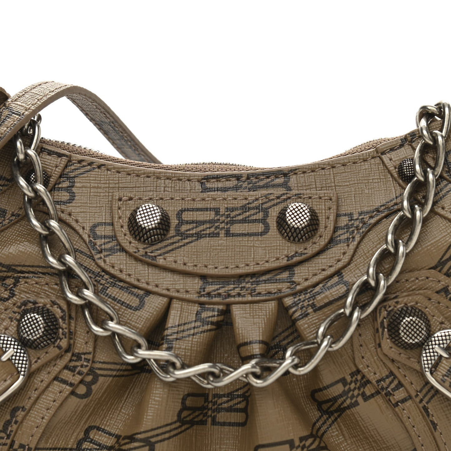 Coated Canvas BB Monogram Le Cagole Mini Purse With Chain Beige Brown