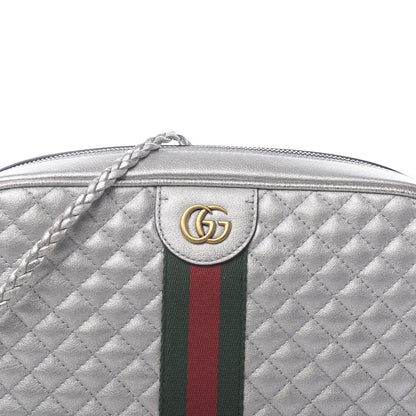 Gucci Laminated Nappa Web Trapuntata Small GG Shoulder Bag Argento 8 of 10