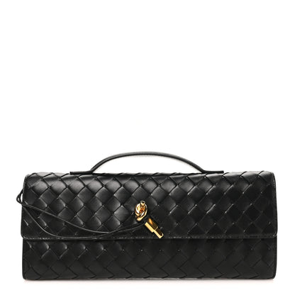 Bottega Veneta Nappa Intrecciato Long Andiamo Top Handle Clutch Black 1 of 7
