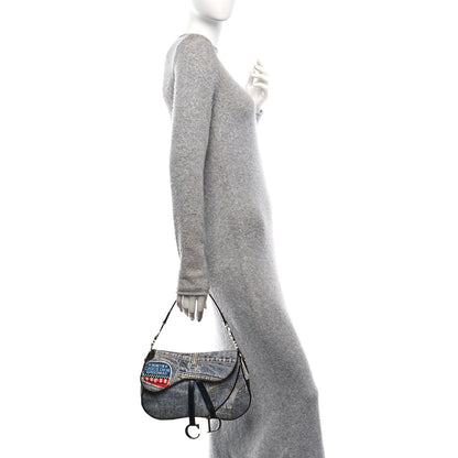 Christian Dior Denim Speedway Double Saddle Bag Blue 2 of 10