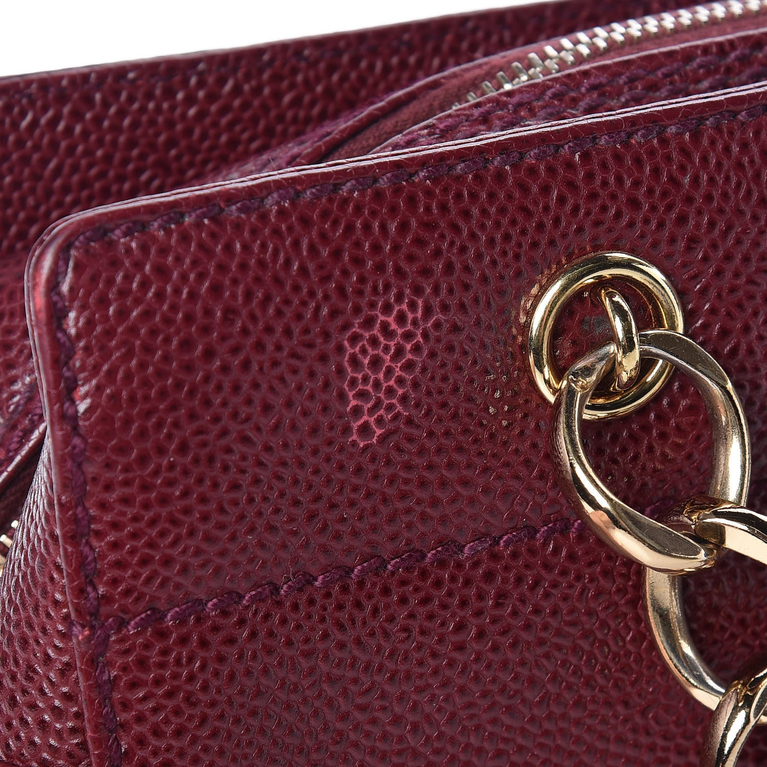 Chanel Caviar Chocolate Bar Quilted Shoulder Bag Burgundy 10 of 15