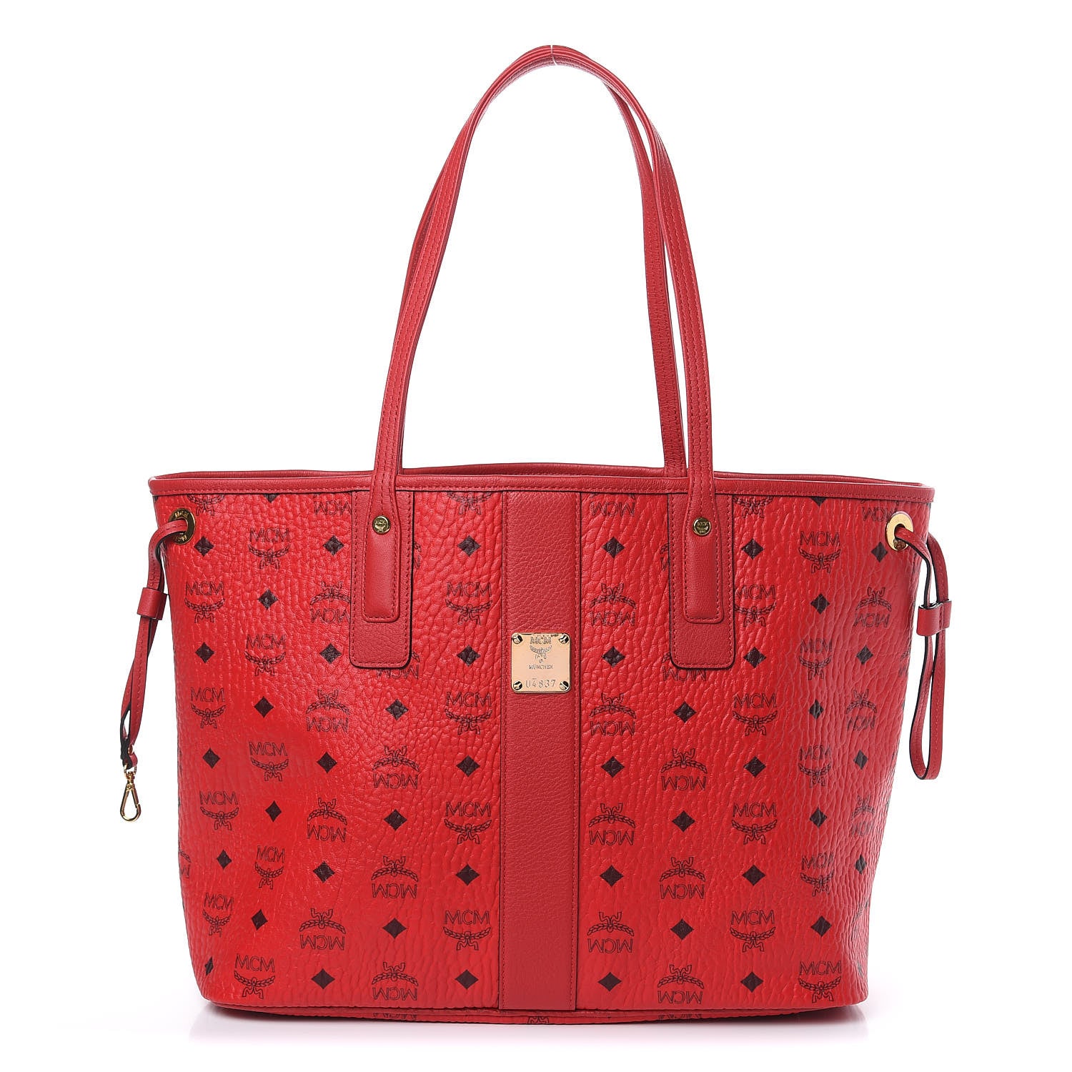 MCM Visetos Medium Liz Reversible Shopper Tote Ruby Red 1 of 12