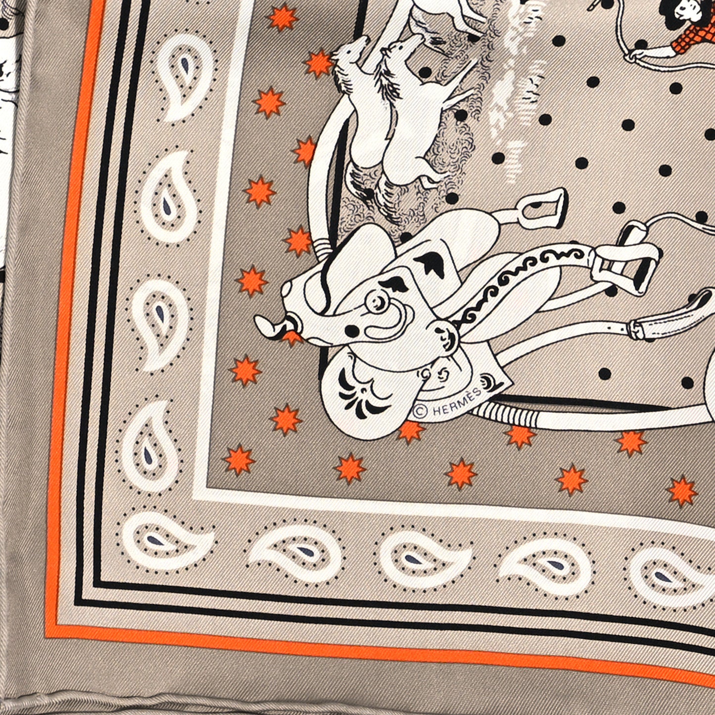Silk Les Mustangs Bandana 55 Gris Cendre Orange