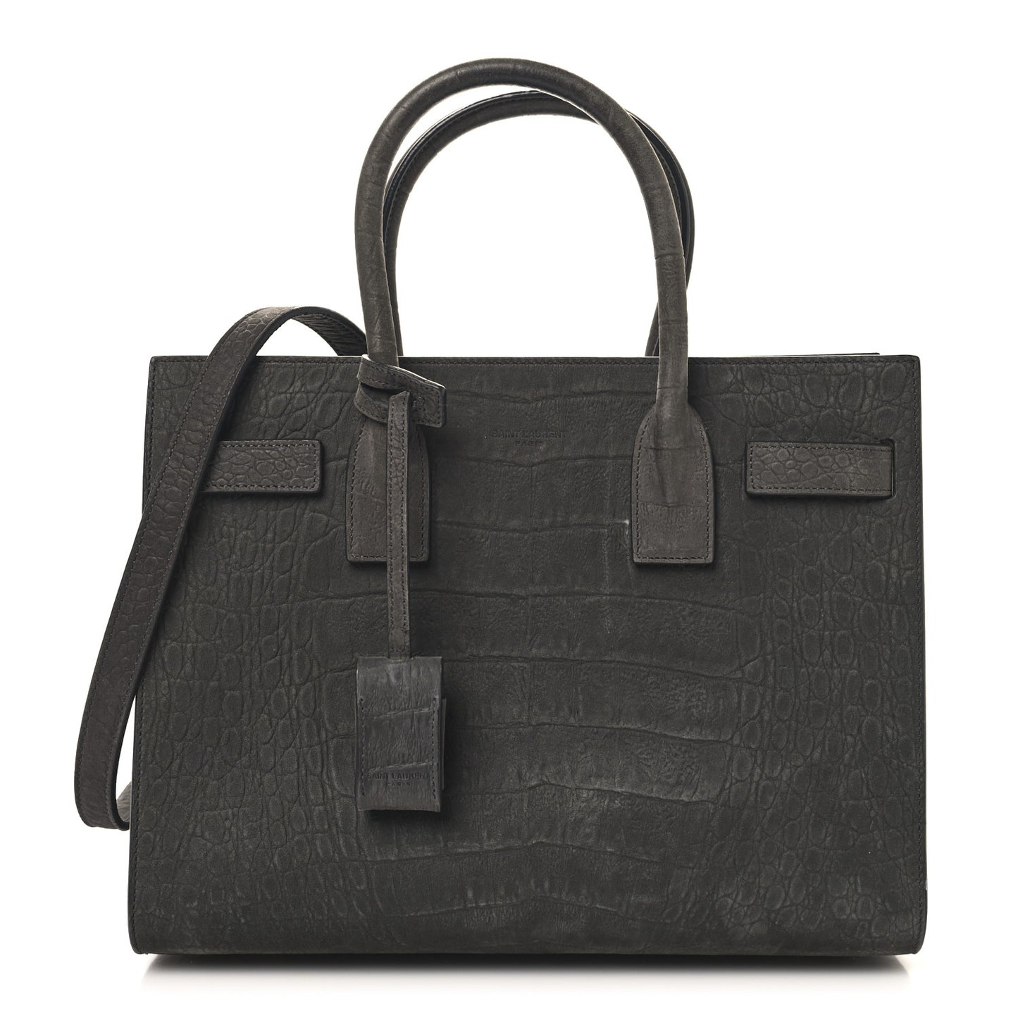 Crocodile Embossed Nubuck Baby Sac De Jour Dark Anthracite