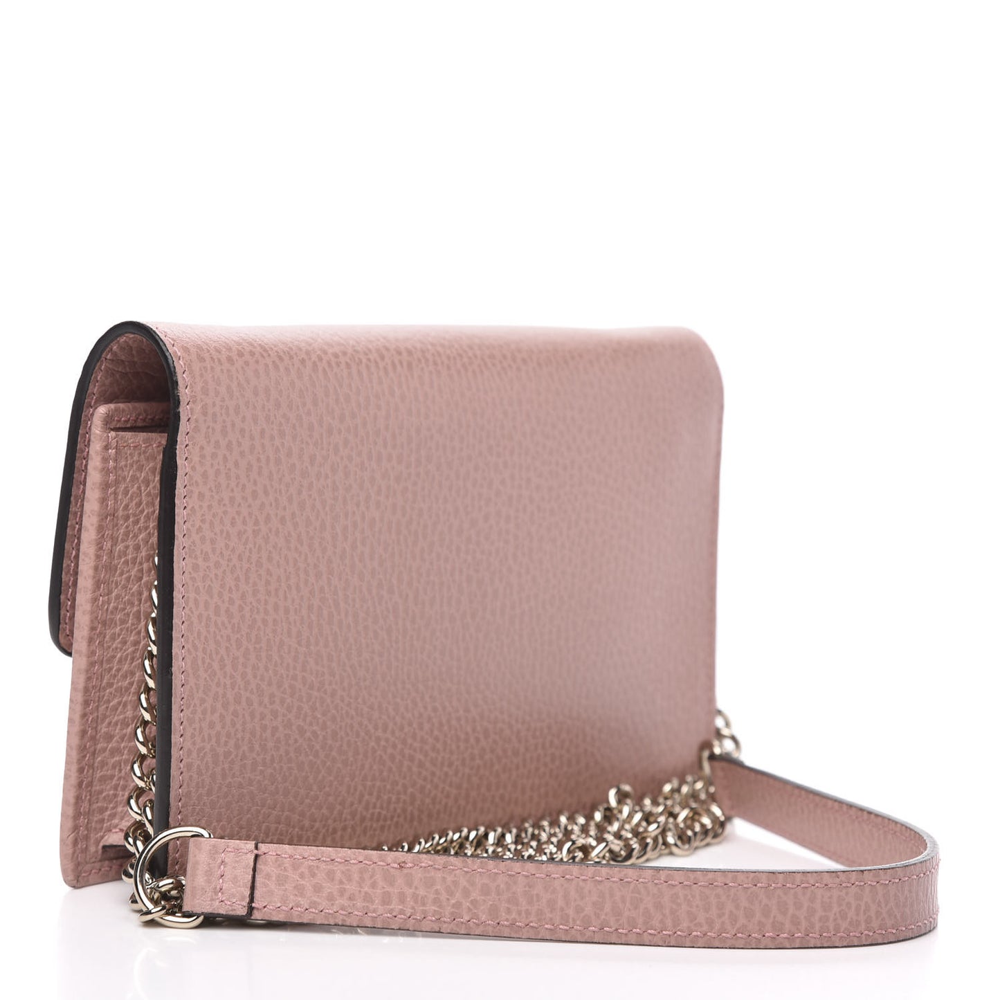Dollar Calfskin Interlocking G Chain Wallet Soft Pink