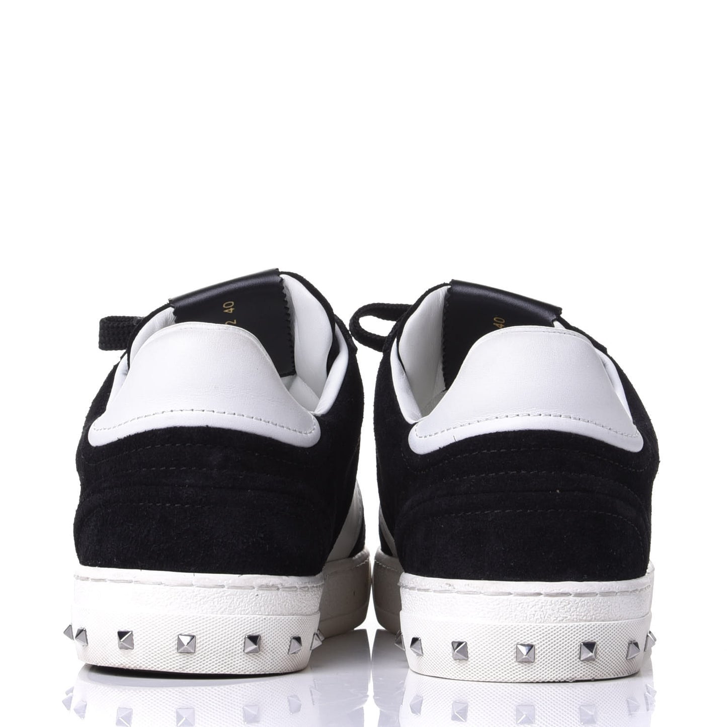 Suede Calfskin Womens Rockstud Flycrew Sneakers 40 Black White
