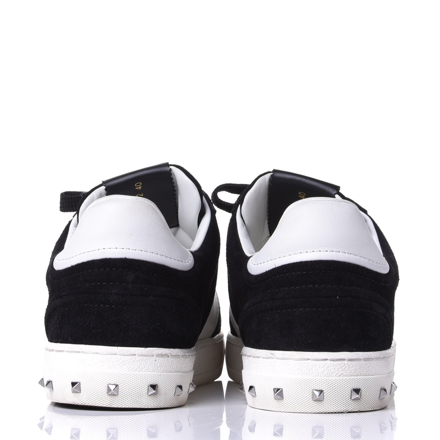 Valentino Garavani Suede Calfskin Womens Rockstud Flycrew Sneakers 40 Black White 6 of 12