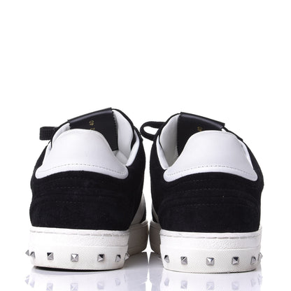 Valentino Garavani Suede Calfskin Womens Rockstud Flycrew Sneakers 40 Black White 6 of 12