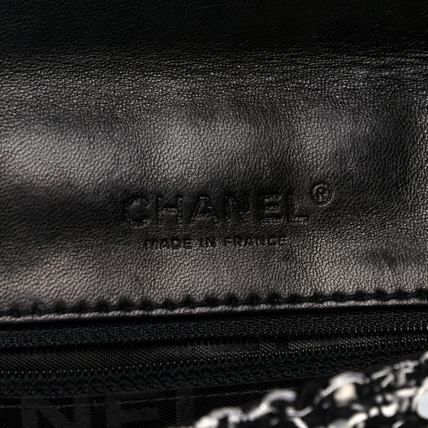 Sequin Tweed Single Flap Ecru Black