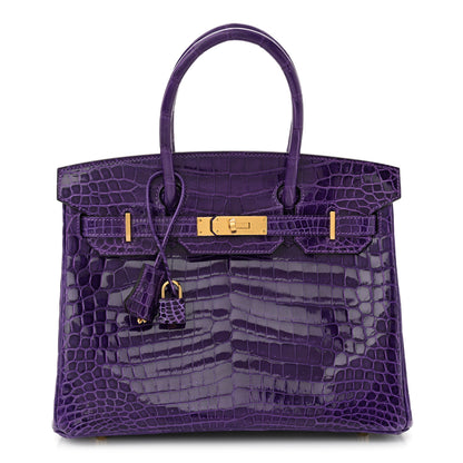 Hermes Shiny Niloticus Crocodile Birkin 30 Ultraviolet 1 of 13
