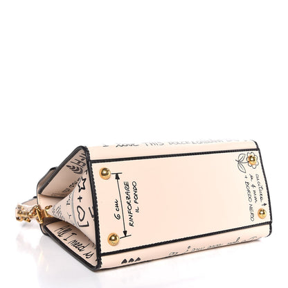 Dolce & Gabbana Calfskin Graffiti Printed Welcome Satchel White Black 4 of 7