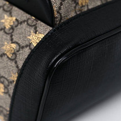 Gucci GG Supreme Monogram Bees Print Small Day Backpack Beige Oro Black 8 of 13