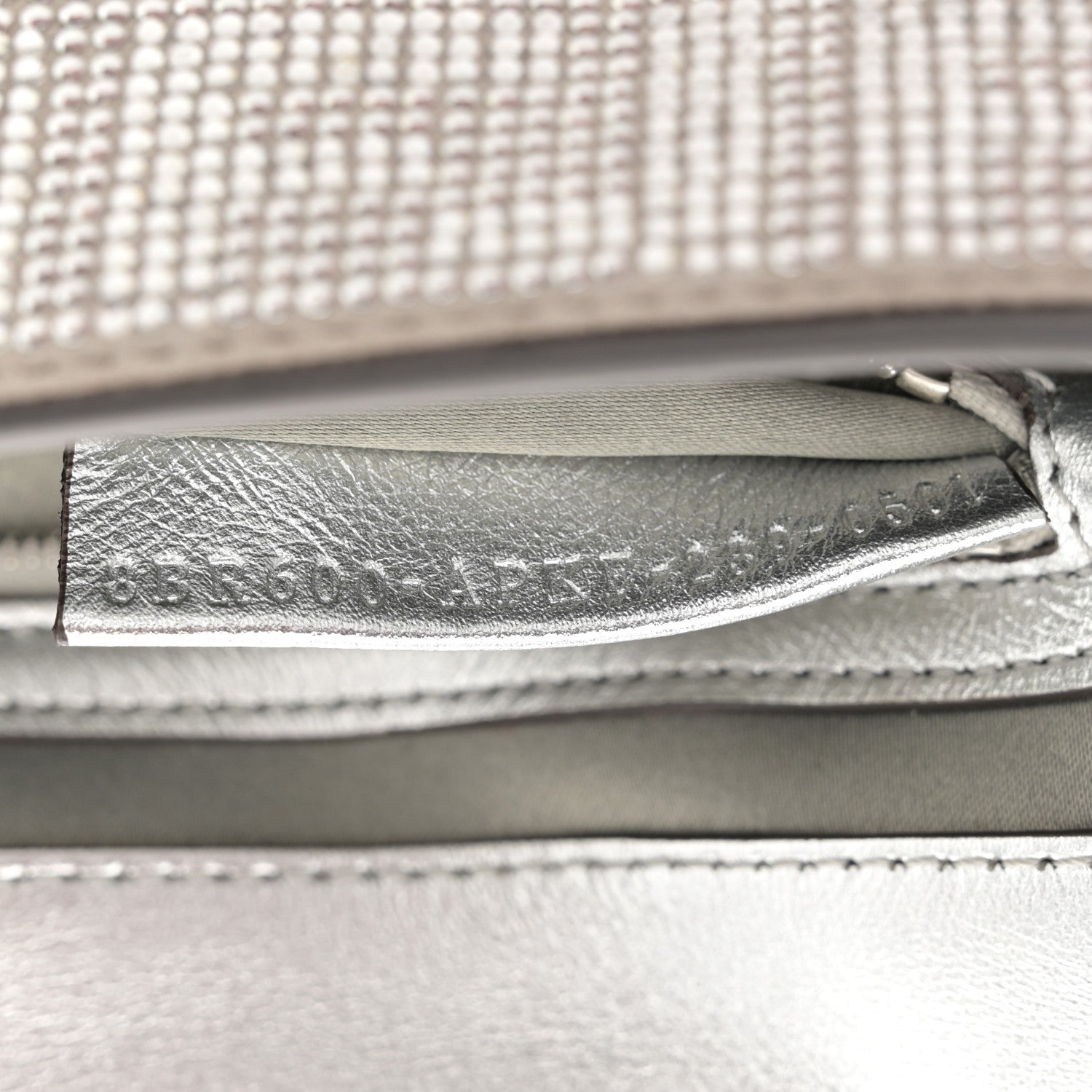 Fendi Crystal Vitello Laminato FF Medium Baguette Crystal Argento 7 of 12
