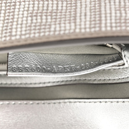 Fendi Crystal Vitello Laminato FF Medium Baguette Crystal Argento 7 of 12