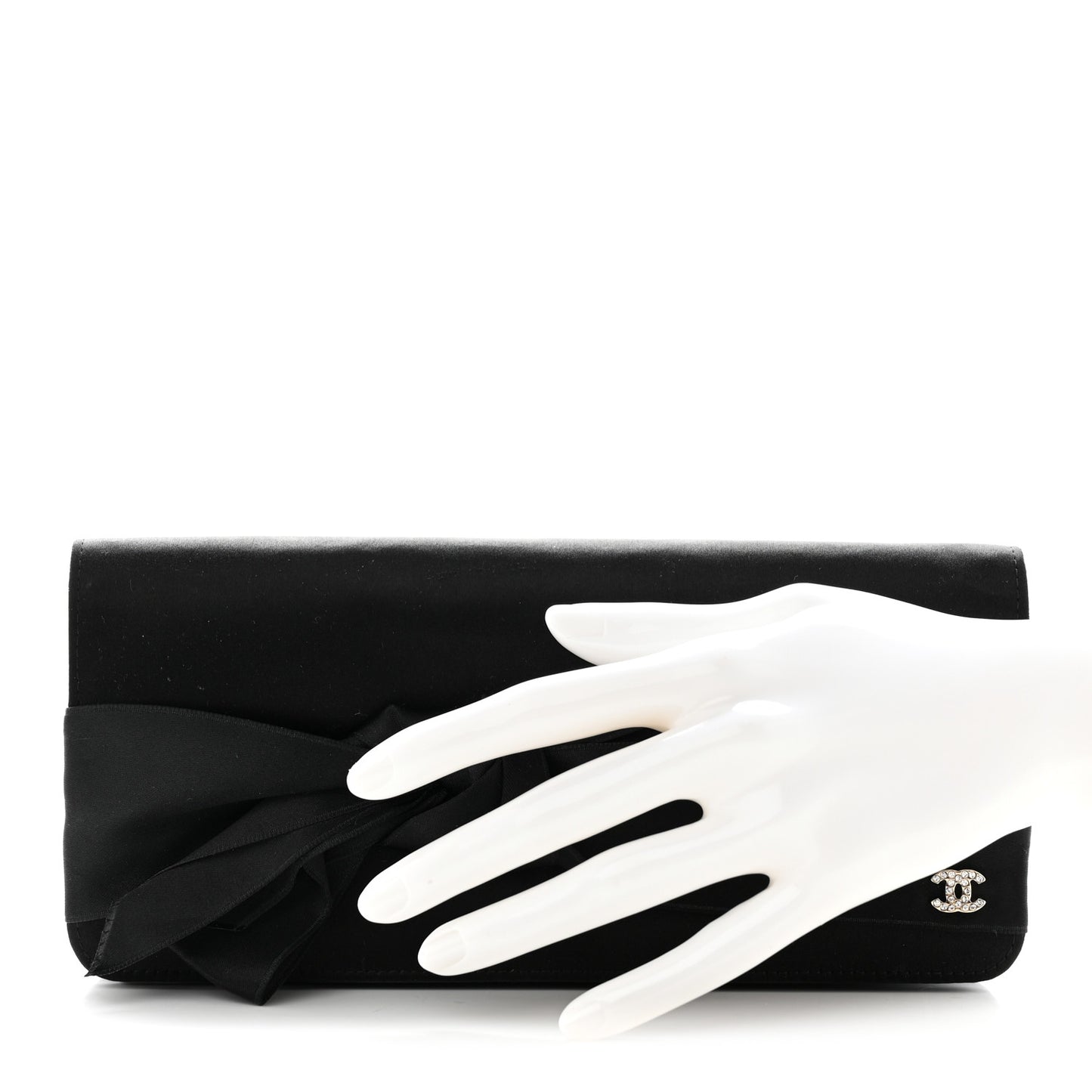 Satin Bow Clutch Black
