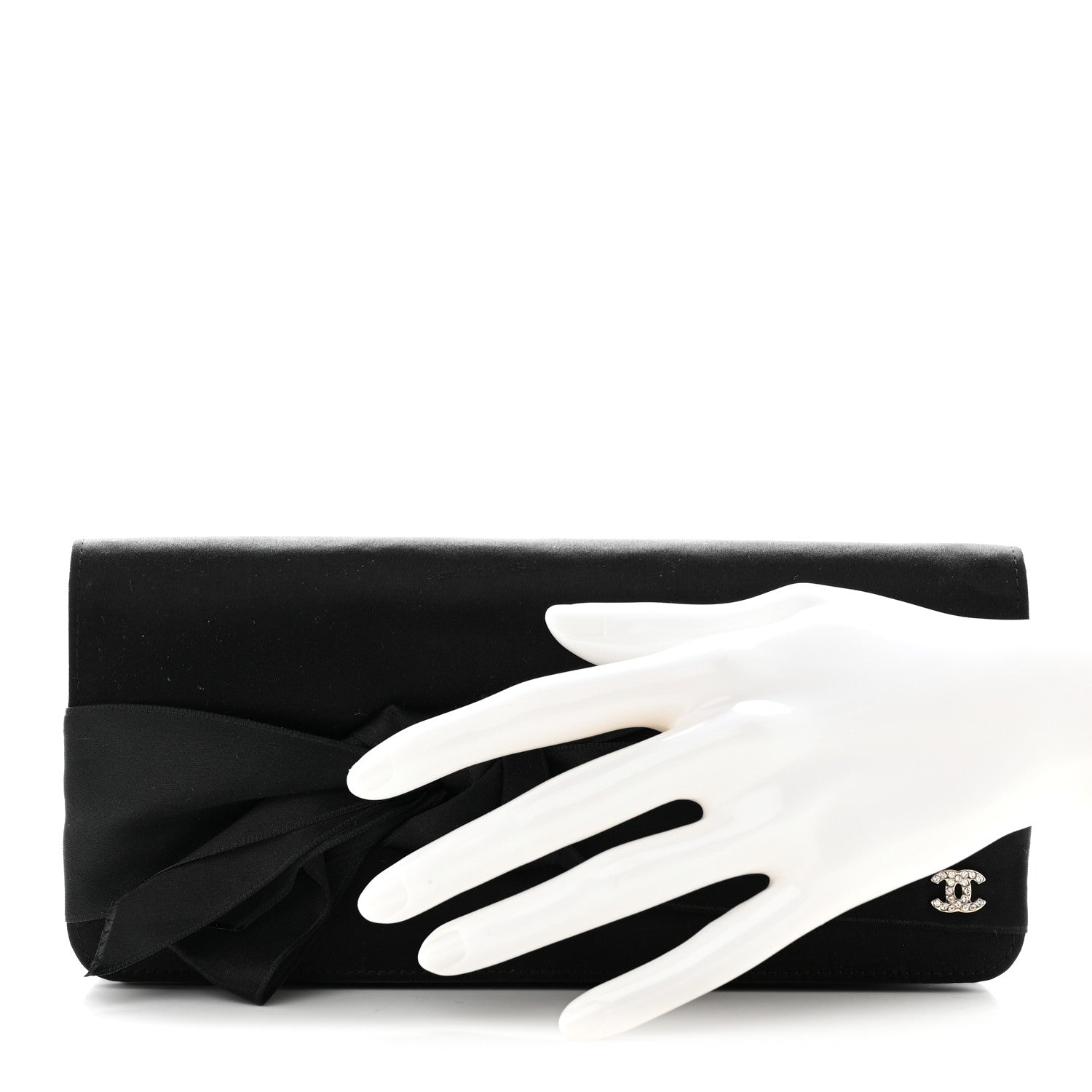 Chanel Satin Bow Clutch Black 2 of 9