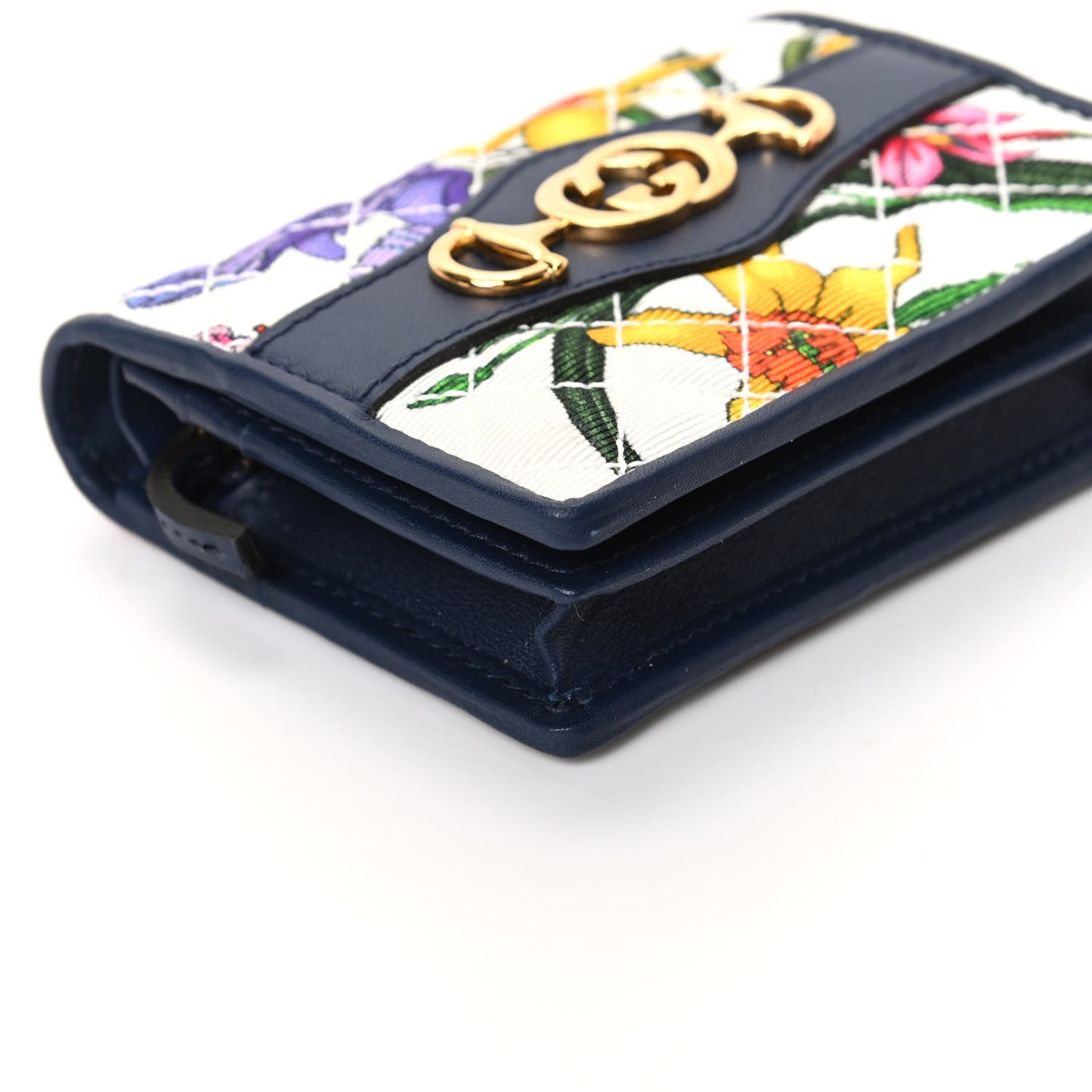Canvas Flora Floral Trapuntata Zumi Card Case Wallet Great White Multicolor Blue Agata