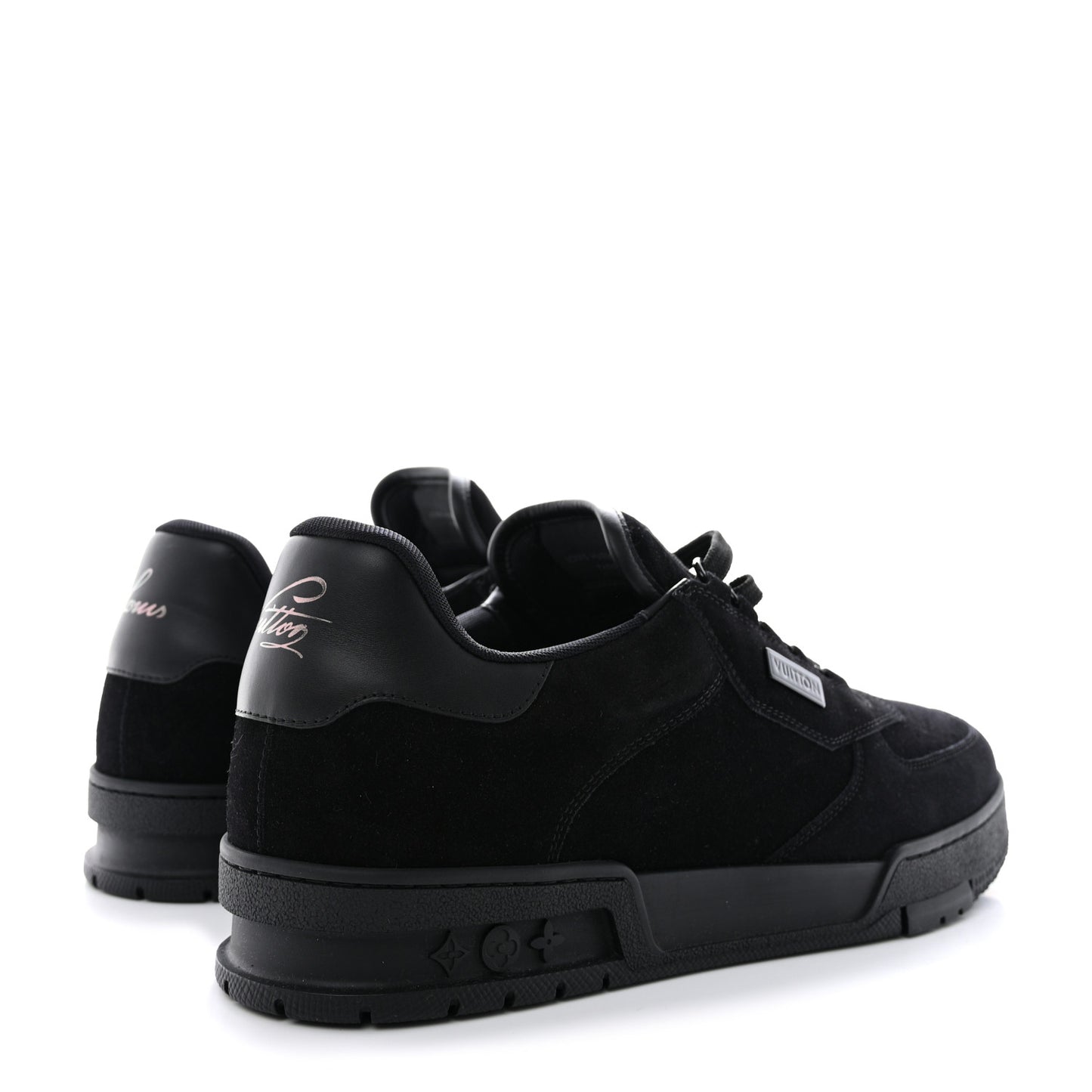 Suede Mens LV Trainer Sneakers 9 Black