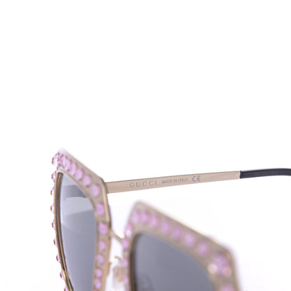 Gucci Metal Acetate Crystal Oversize GG0115S Sunglasses Gold 6 of 7
