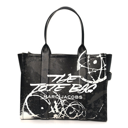 Marc Jacobs X FUTURA Grained Calfskin Large The Tote Bag Black 1 of 9