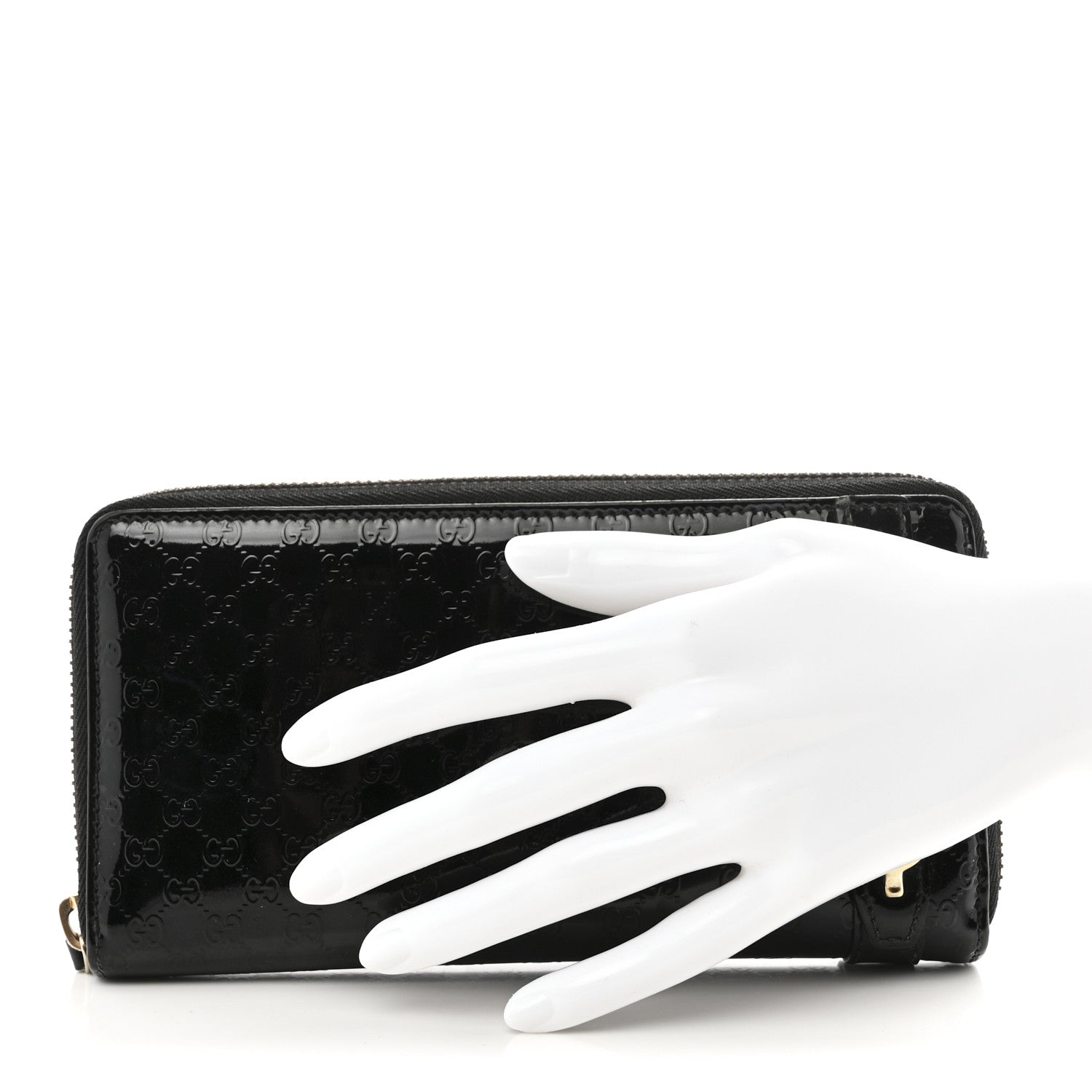 Gucci Patent Microguccissima Nice Zip Around Wallet Black 2 of 9