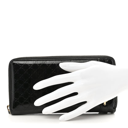 Gucci Patent Microguccissima Nice Zip Around Wallet Black 2 of 9