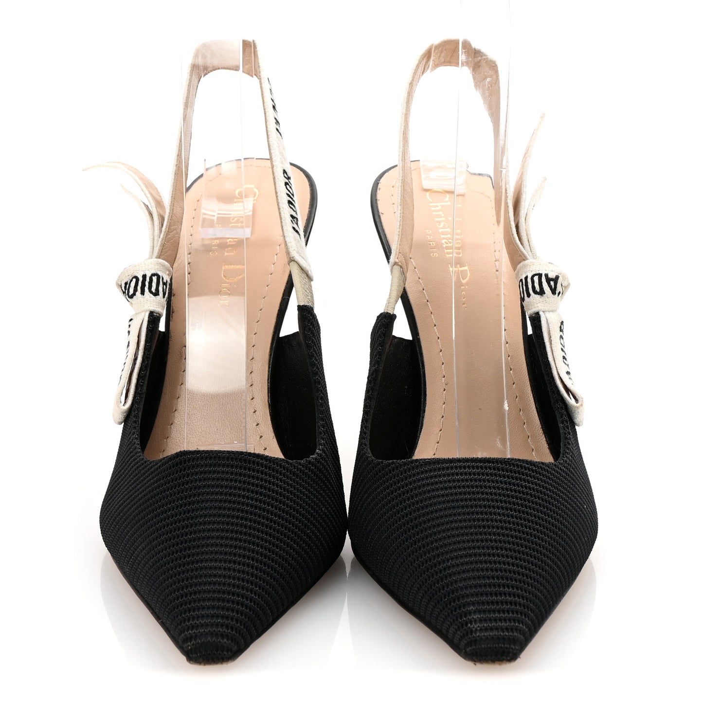 Technical Canvas Ribbon J Adior Slingback 100mm Pumps 38 Black