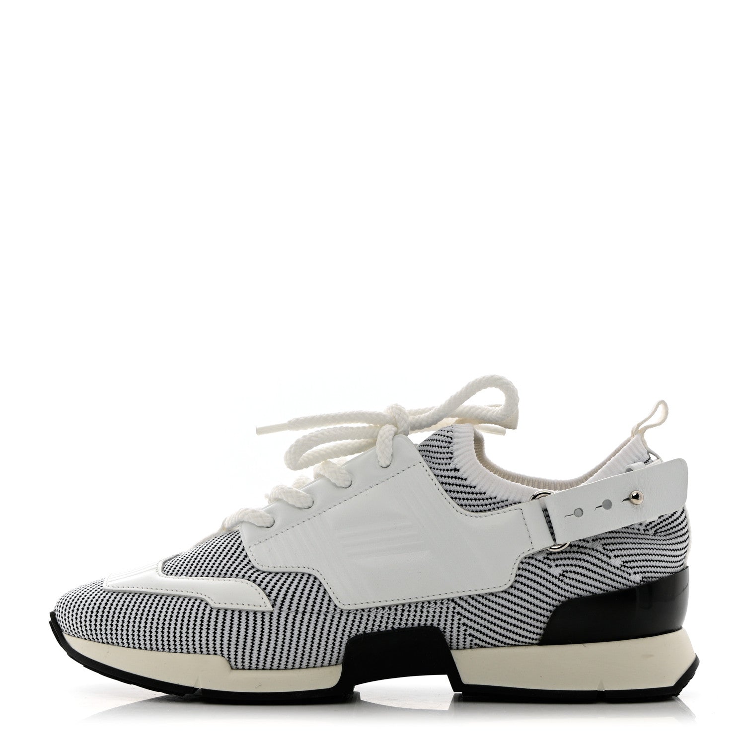 Hermes Calfskin Womens Athlete Sneakers 38.5 White Multicolor 1 of 12