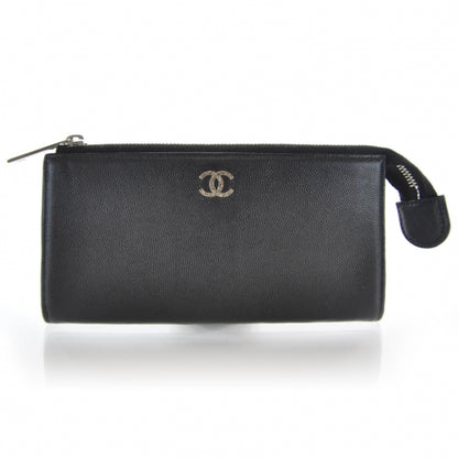 Chanel Caviar Zip Around Pouch Wallet Black 1 of 8