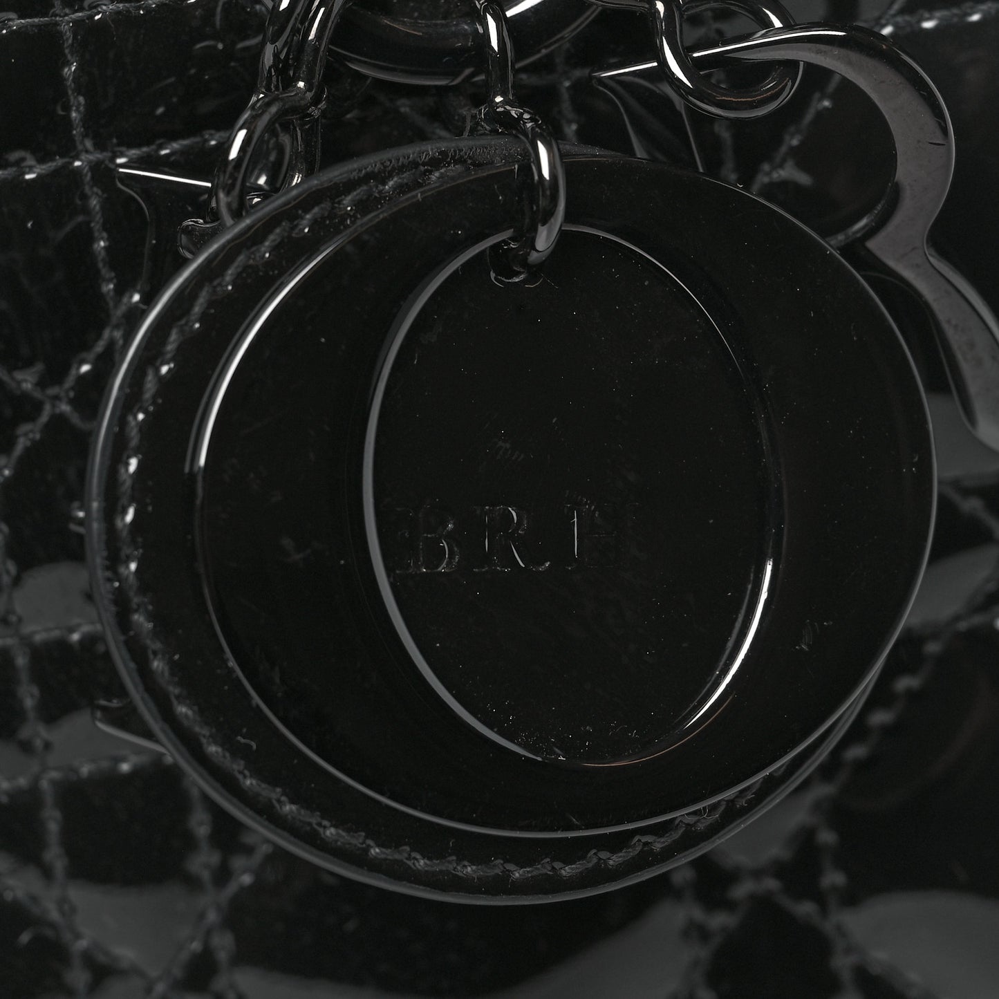Ultraglossy Patent Cannage Small Lady Dior Black