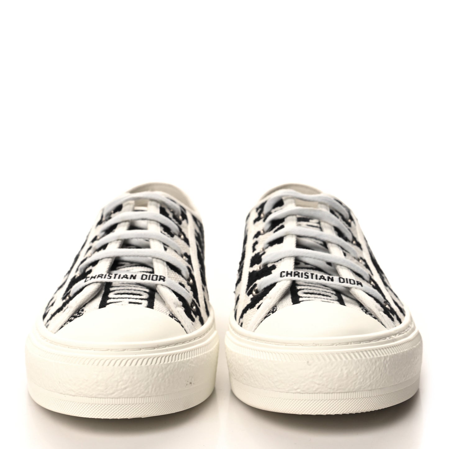 Canvas Macro Houndstooth Embroidered Womens Walk'N'Dior Low Top Sneakers 41 White Black