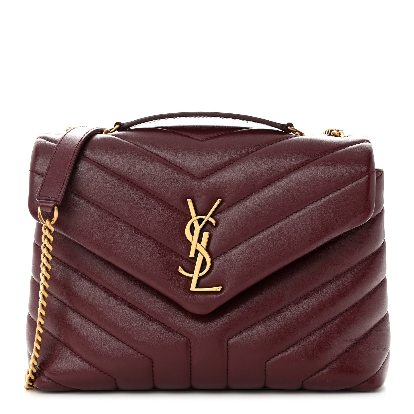 Calfskin Y Quilted Monogram Small Loulou Chain Satchel Dark Legion Red