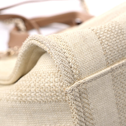 Chanel Straw Raffia Calfskin Striped Large Deauville Tote Beige 10 of 15