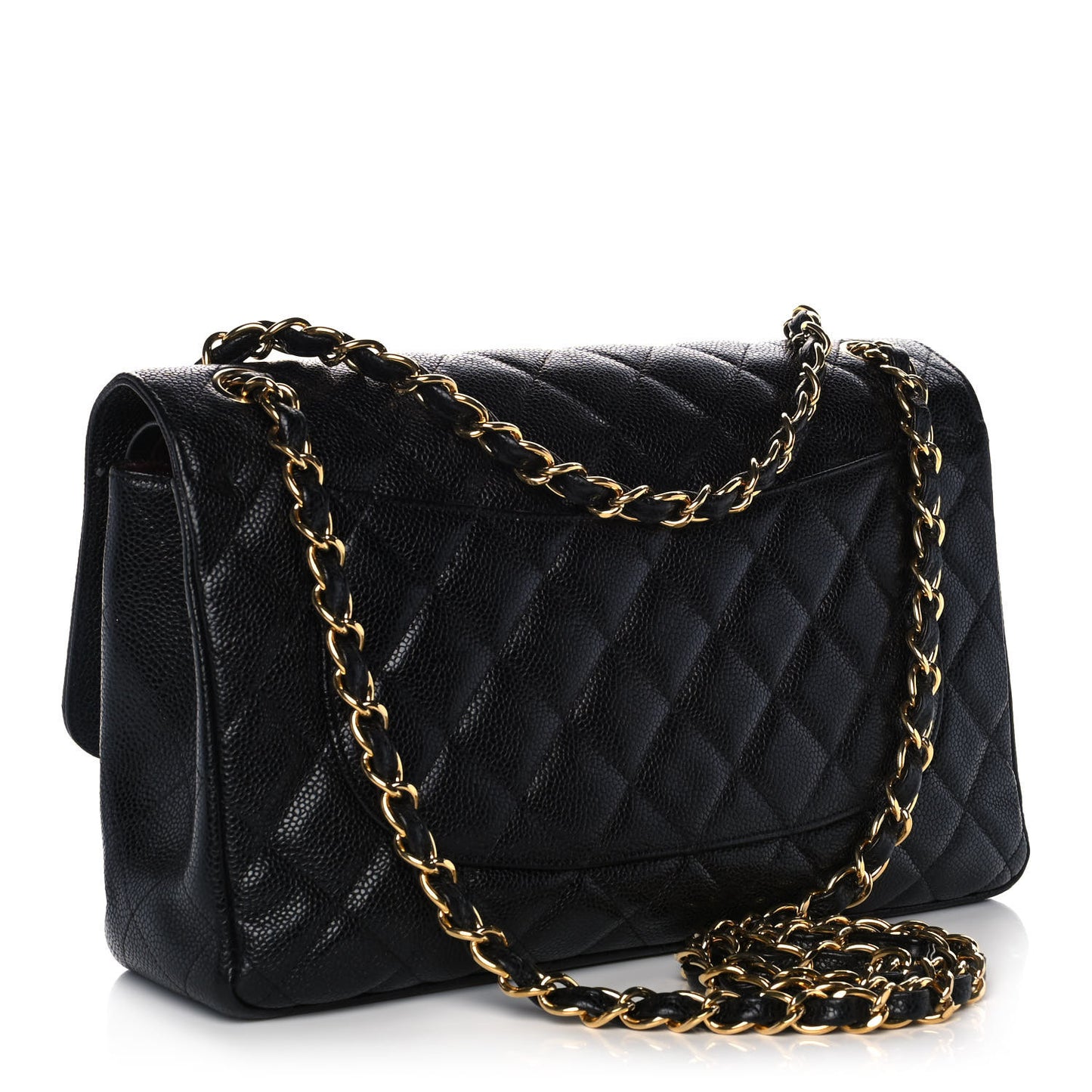 Caviar Quilted Jumbo Double Flap Black
