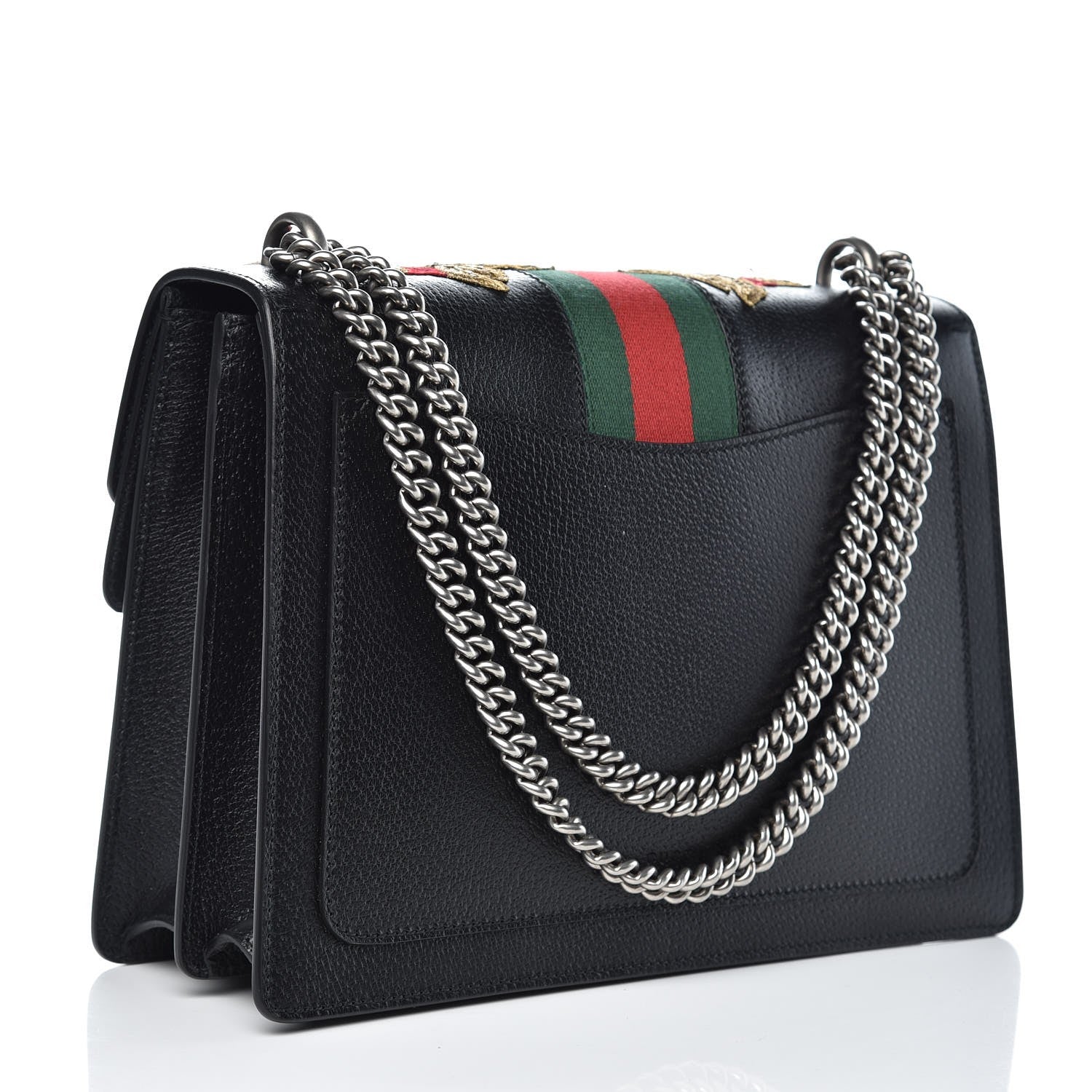 Gucci Calfskin Web Floral Embroidered Medium Dionysus Shoulder Bag Black 4 of 8