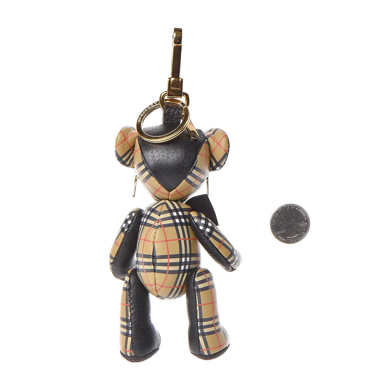 Calfskin Mini Check Thomas Charm Black Antique Yellow
