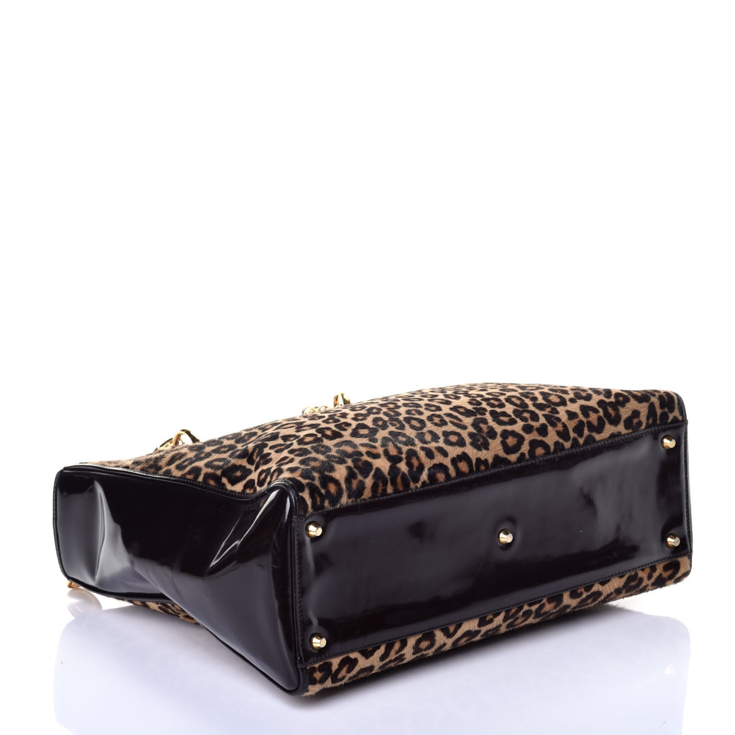 Patent Pony Hair Leopard Print Large Lady Dior Brown