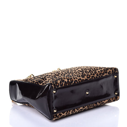 Christian Dior Patent Pony Hair Leopard Print Large Lady Dior Brown 3 of 7