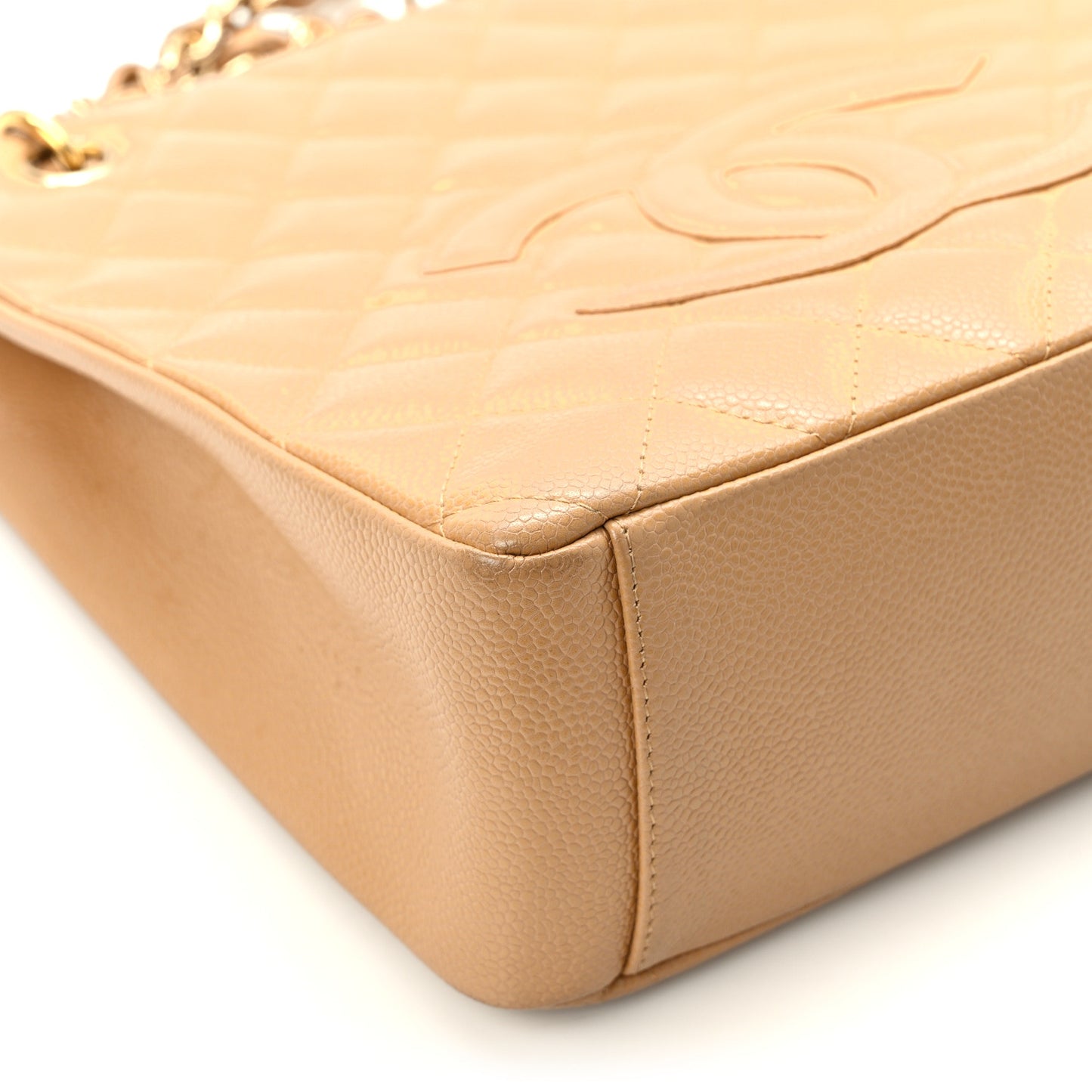 Caviar Quilted Petit Shopping Tote PST Dark Beige