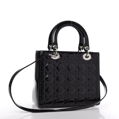 Christian Dior Patent Cannage Medium Lady Dior Black 3 of 10