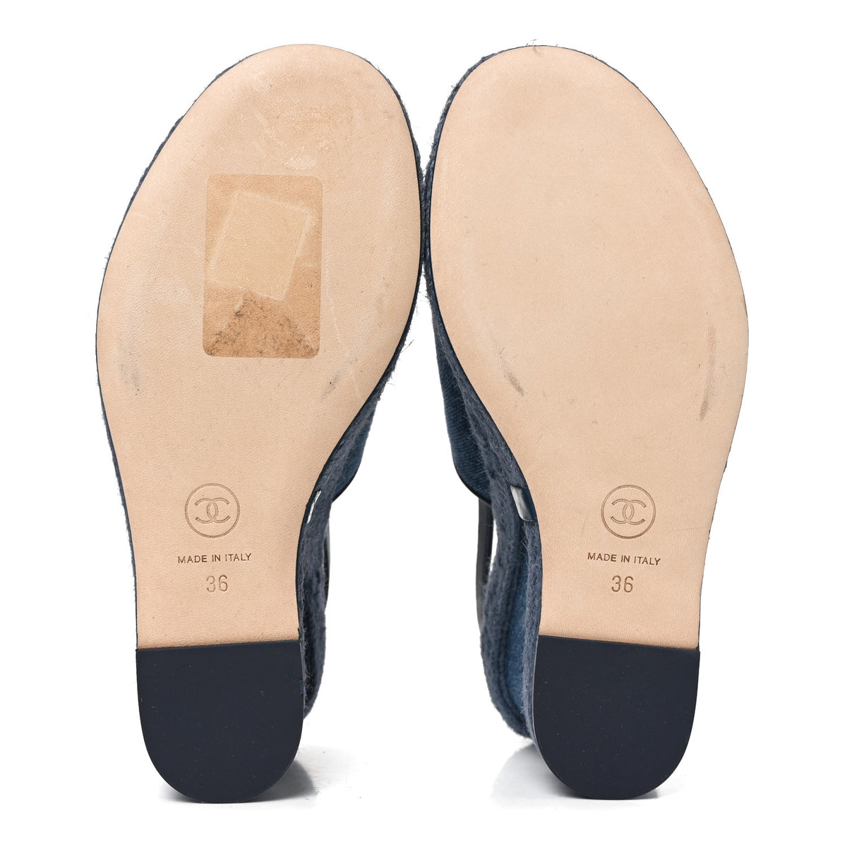 Chanel Washed Denim Braided Cord Wedge Sandals 36 Blue 6 of 9