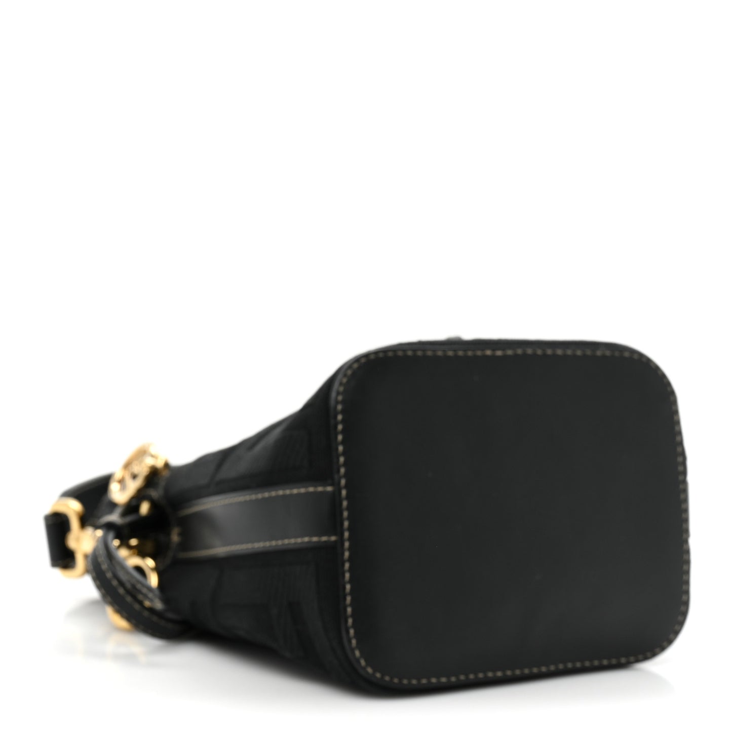 Canvas Vitello King F is Fendi FF Embroidered Mini Mon Tresor Bucket Bag Black
