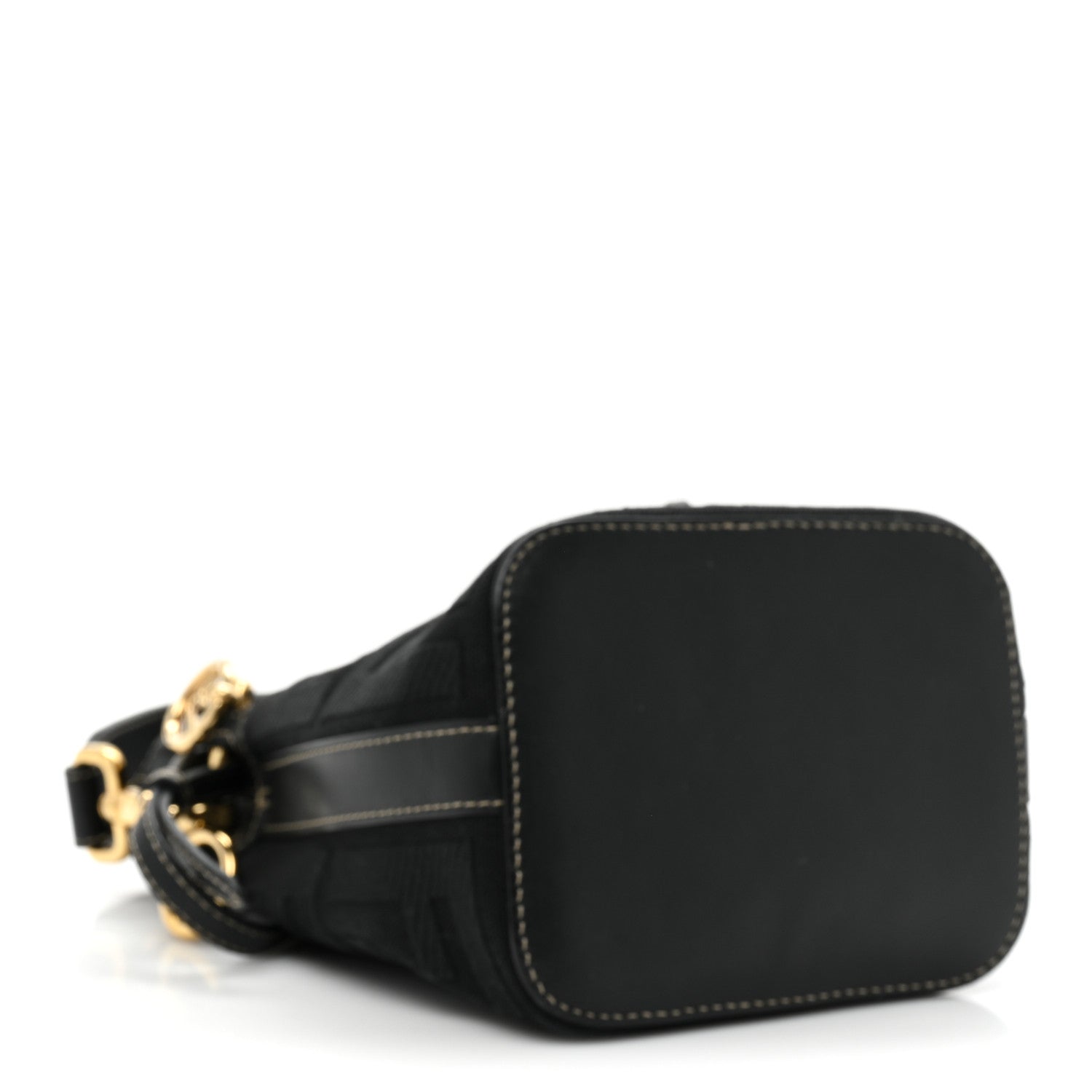 Fendi Canvas Vitello King F is Fendi FF Embroidered Mini Mon Tresor Bucket Bag Black 4 of 12
