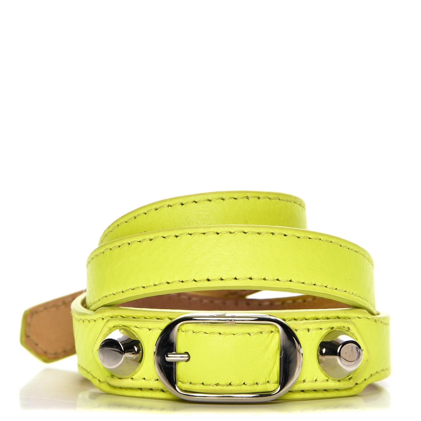 Agneau Arena Classic Hardware Triple Tour M Bracelet Jaune Fluo
