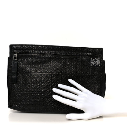 Loewe Calfskin Embossed Repeat T Pouch Black 2 of 8