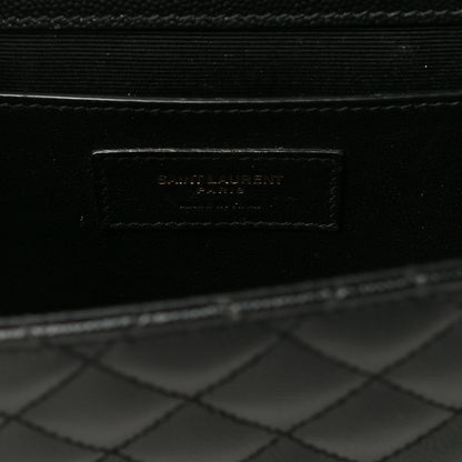 Saint Laurent Grain De Poudre Textured Mixed Matelasse Triquilt Medium Monogram Satchel Black 7 of 11