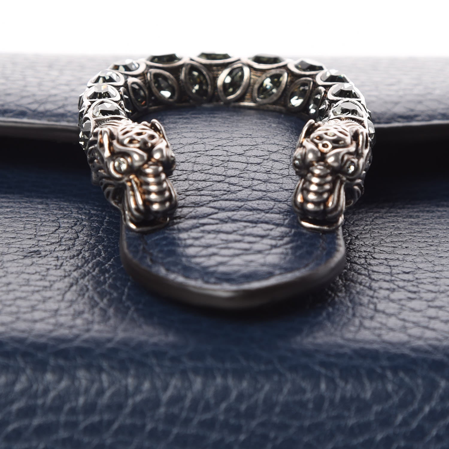 Gucci Dollar Calfskin Crystal Mini Dionysus Chain Wallet Blue Agata Black Diamond 10 of 10