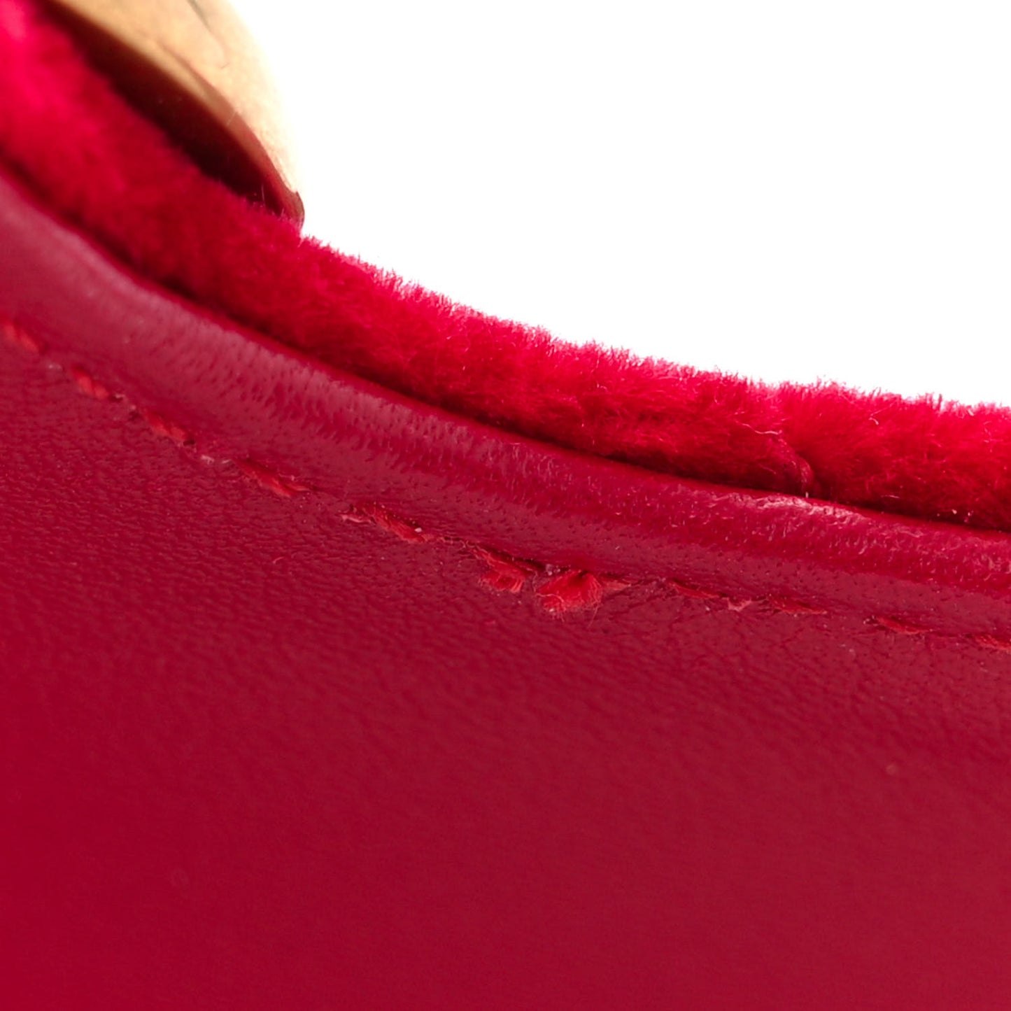 Velvet Matelasse Small GG Marmont Shoulder Bag Hibiscus Red