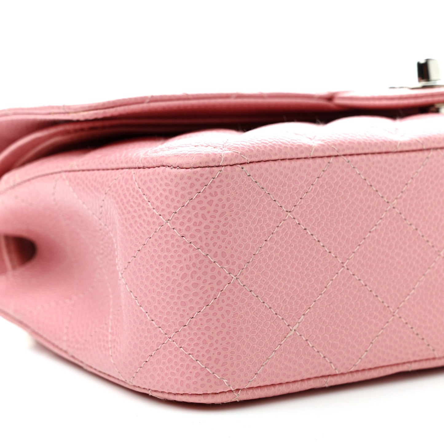Caviar Quilted Medium Double Flap Light Pink