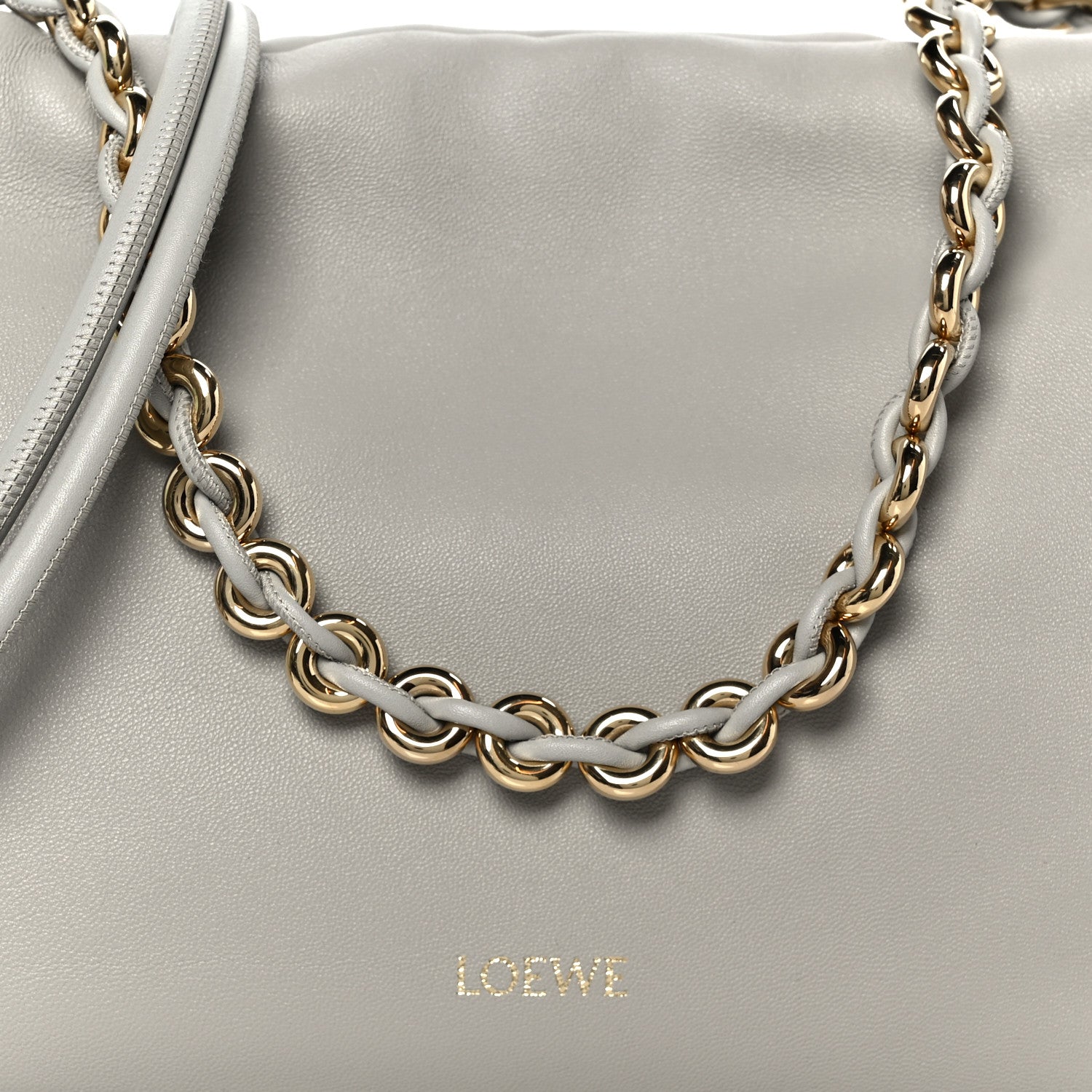 Loewe Mellow Nappa Donut Chain Medium Flamenco Knot Clutch Shell Grey 8 of 10